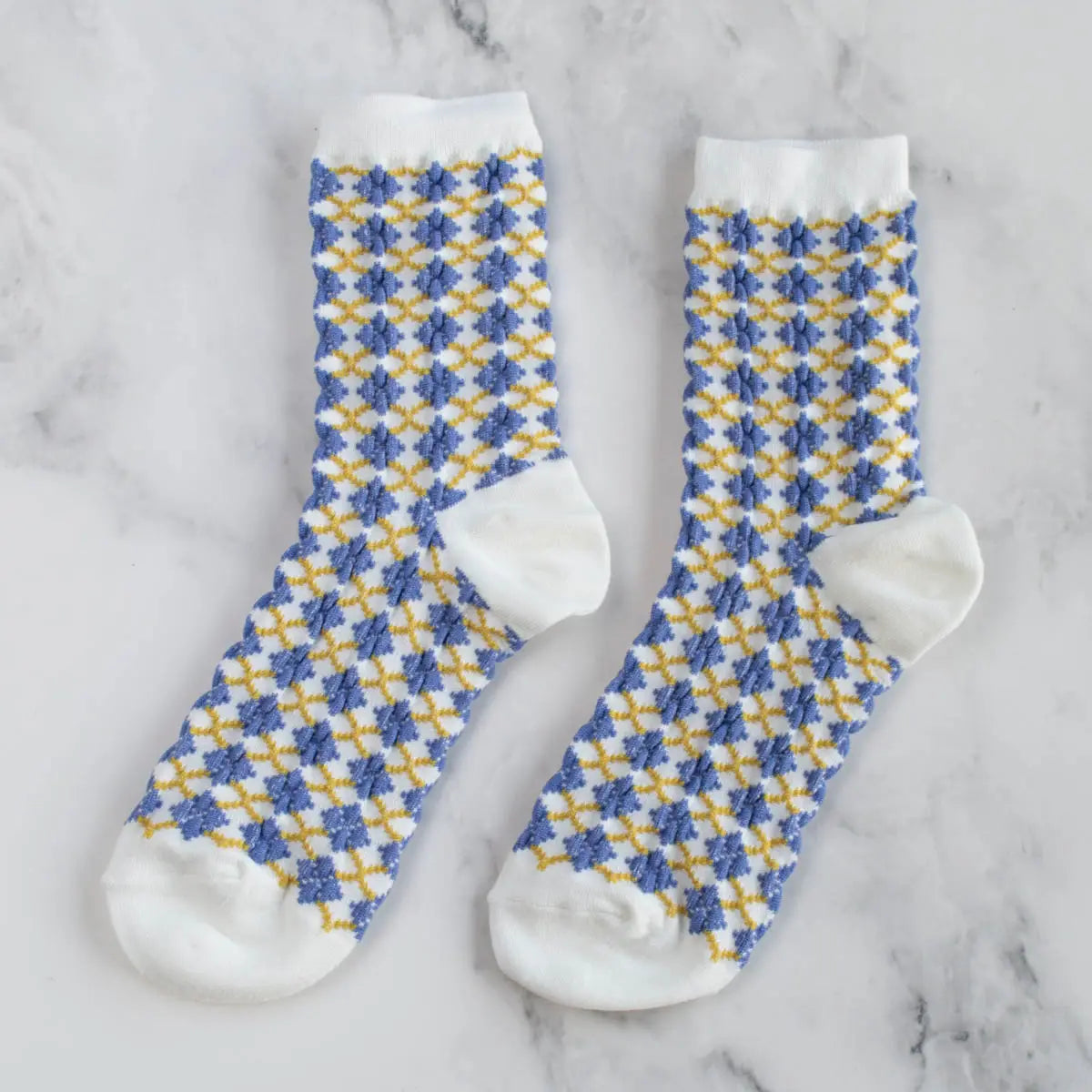 Tiepology | White and Blue Check Socks