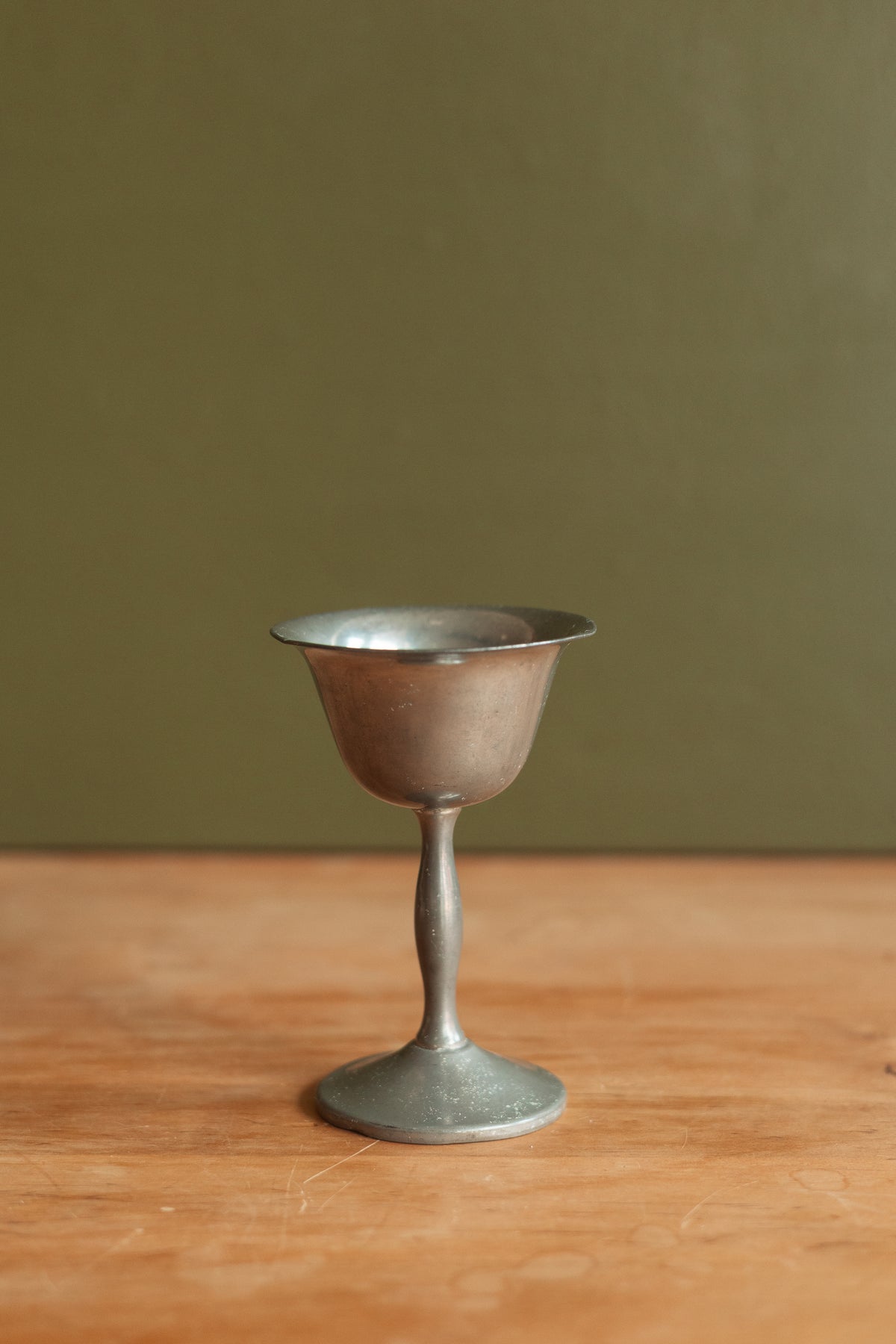 Antique Polished Pewter Wine Chalice