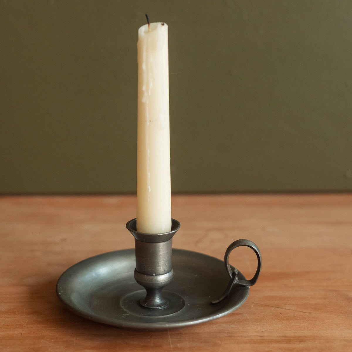 Pewter Bedchamber Candlestick Holder