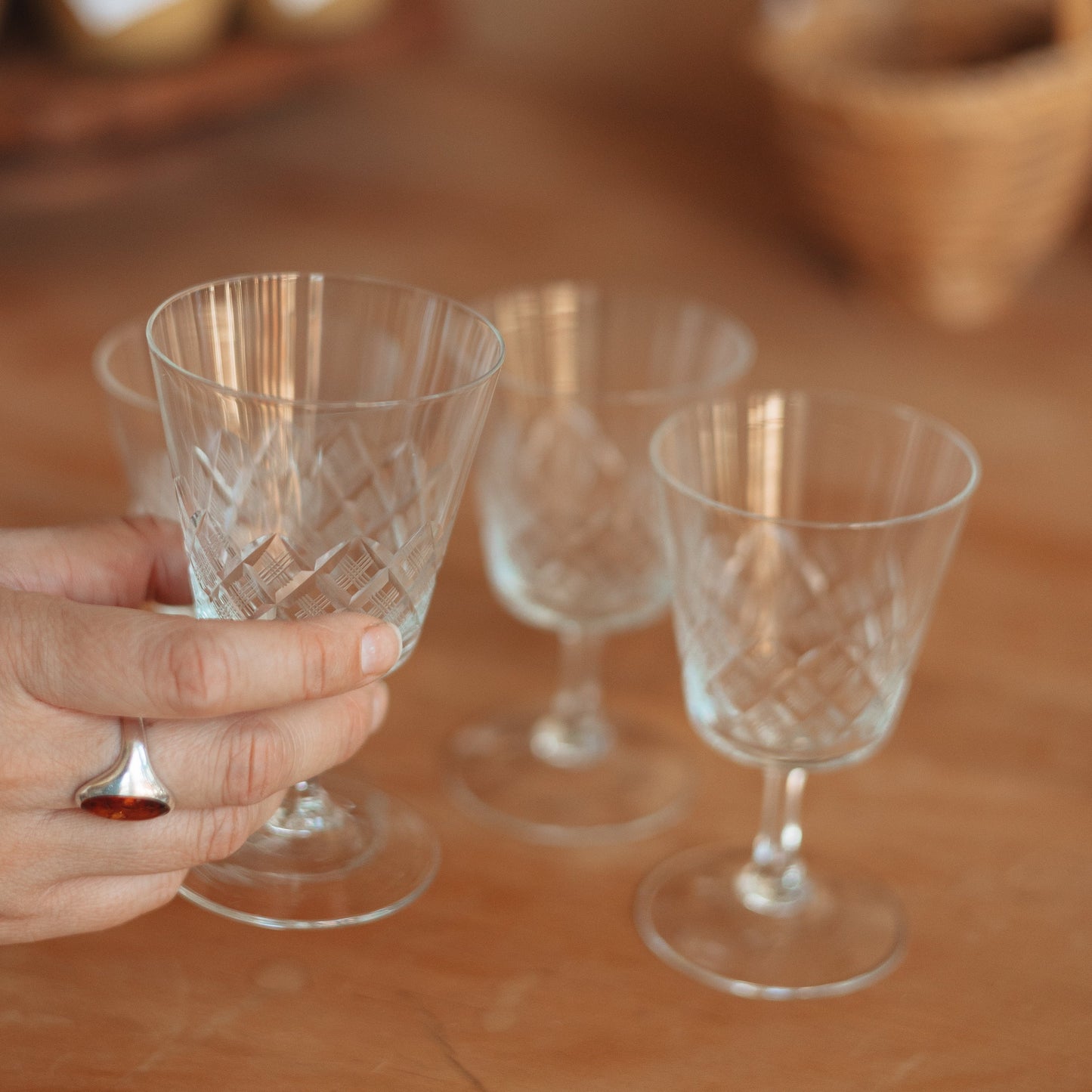 Small Cut Crystal Tasting Glasses, Set of 4