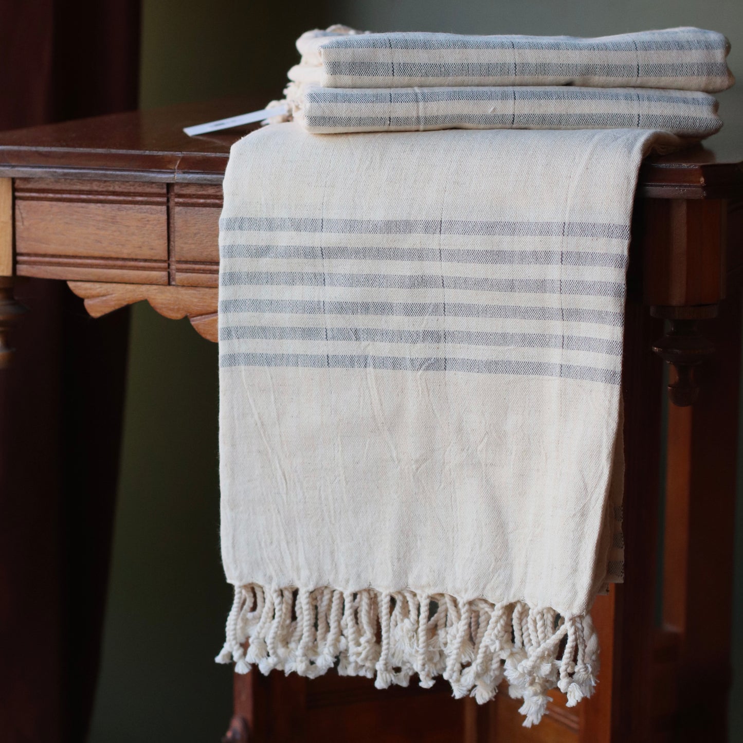 Turkish Towel | Luxury Bath Towel, Linen Grey Stripe