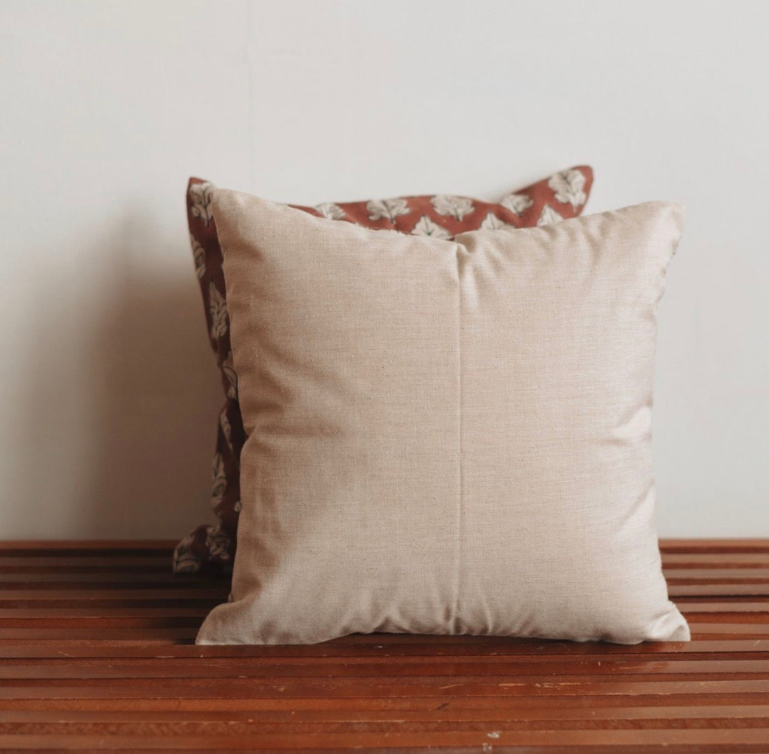 Dune Pillows | Artistic Block Print Pillow, Mayur Pattern, 14”