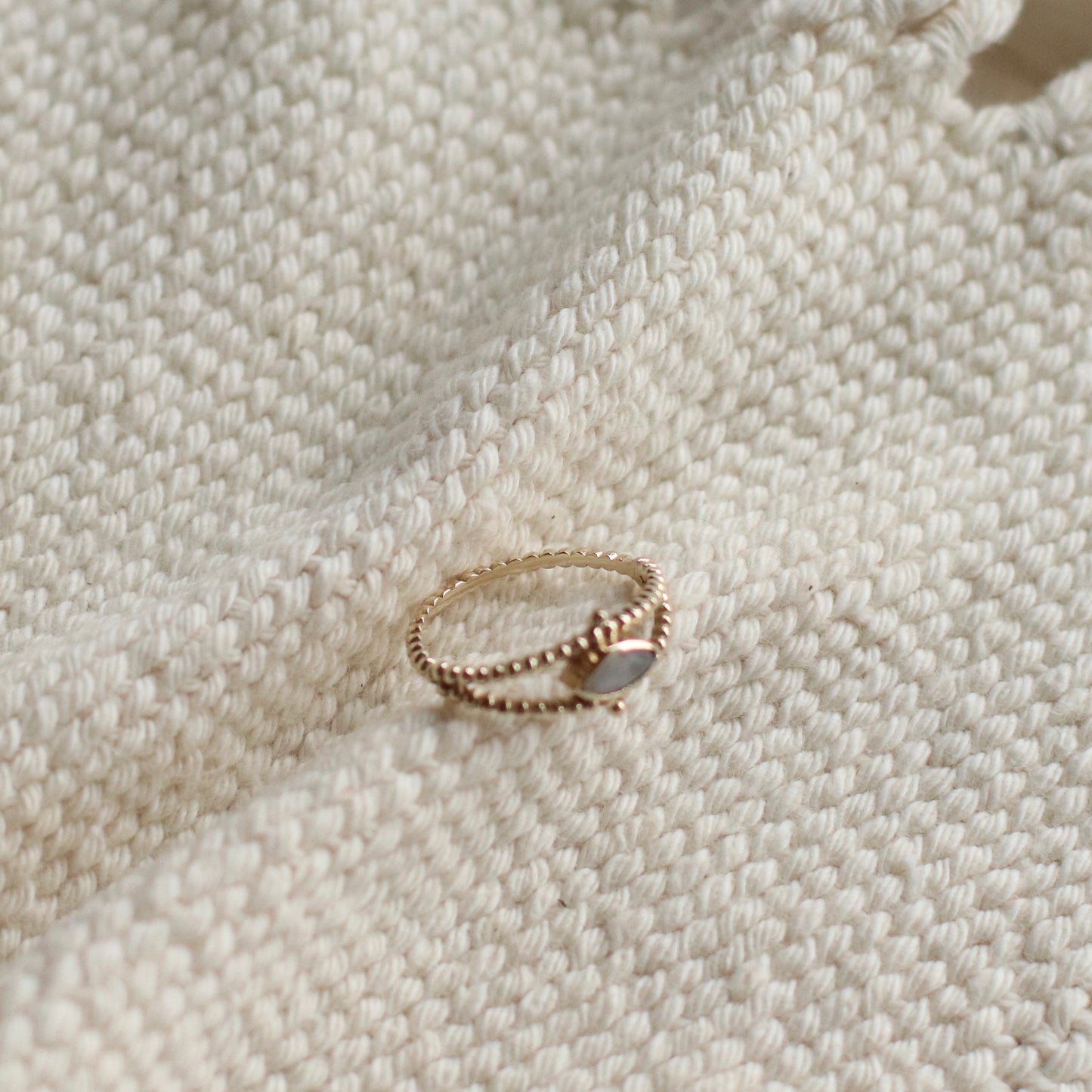 Baizaar | Moonstone Dotted Double Band Ring, Brass