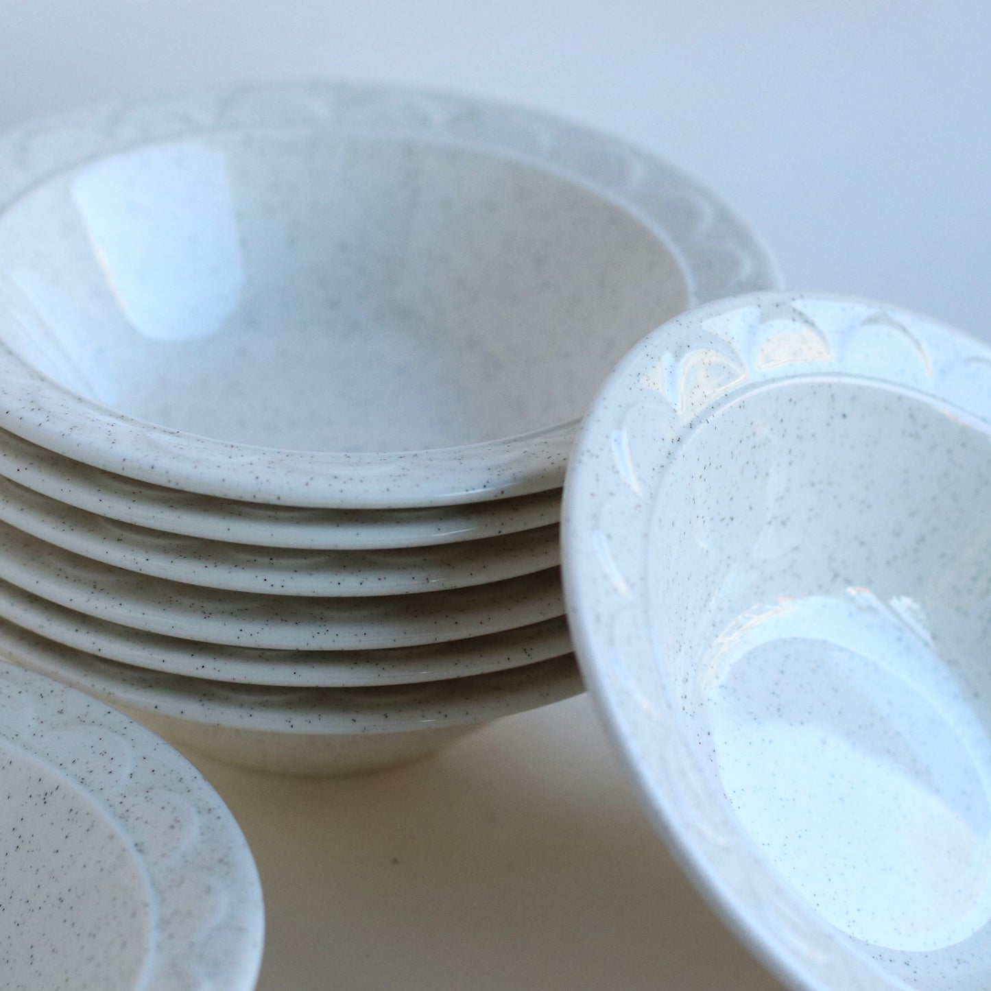 Scalloped Edge, Speckled Glaze Cereal Bowls, Set of 4