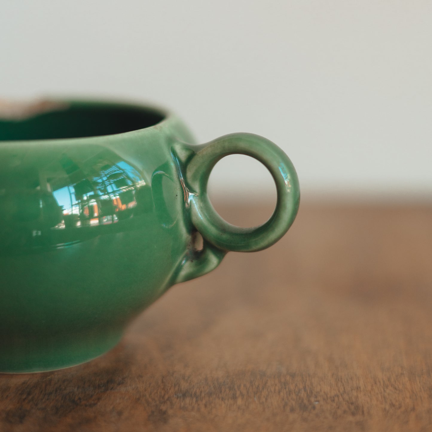Loop Handled Green Planter Pot