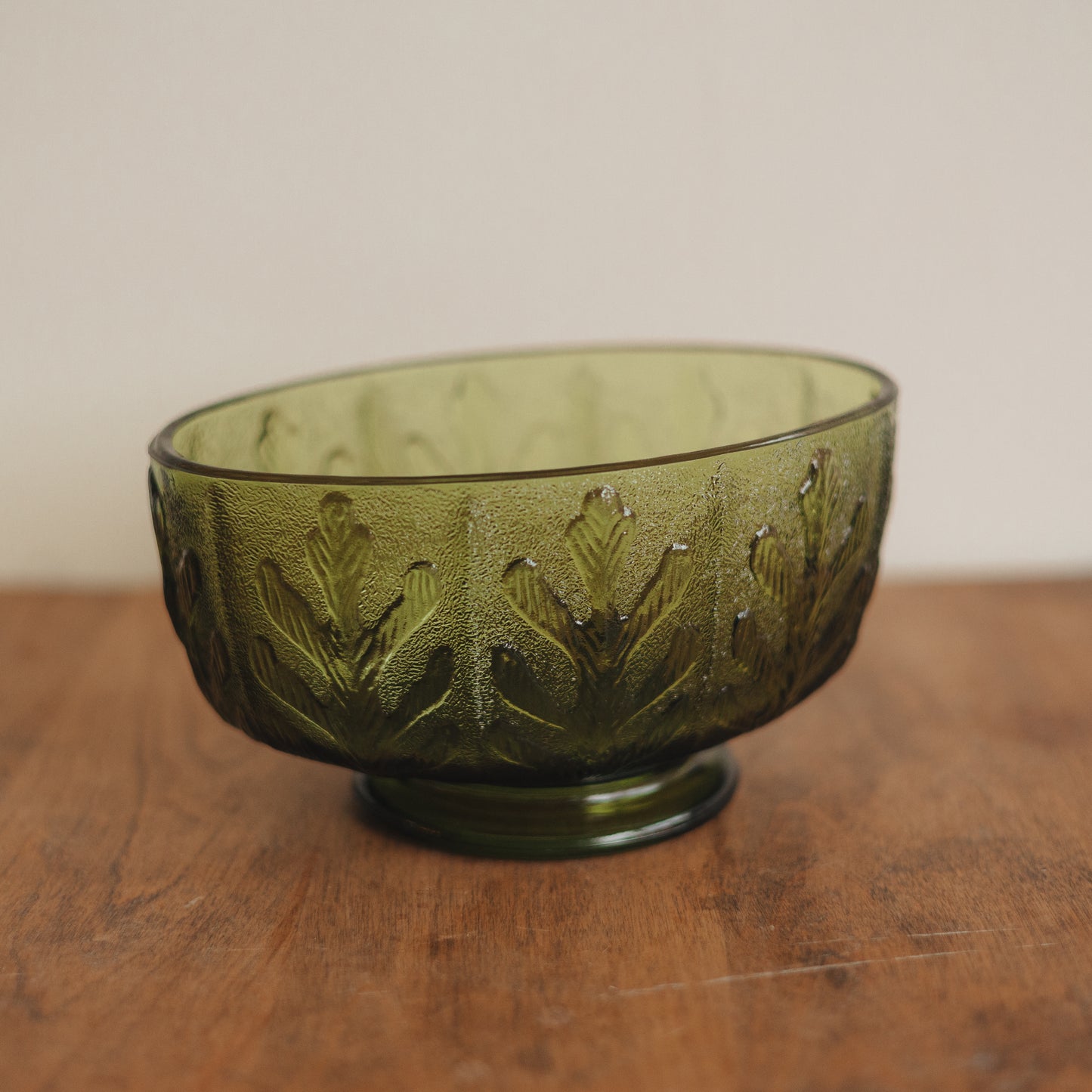 Molded Green Glass Candy Dish