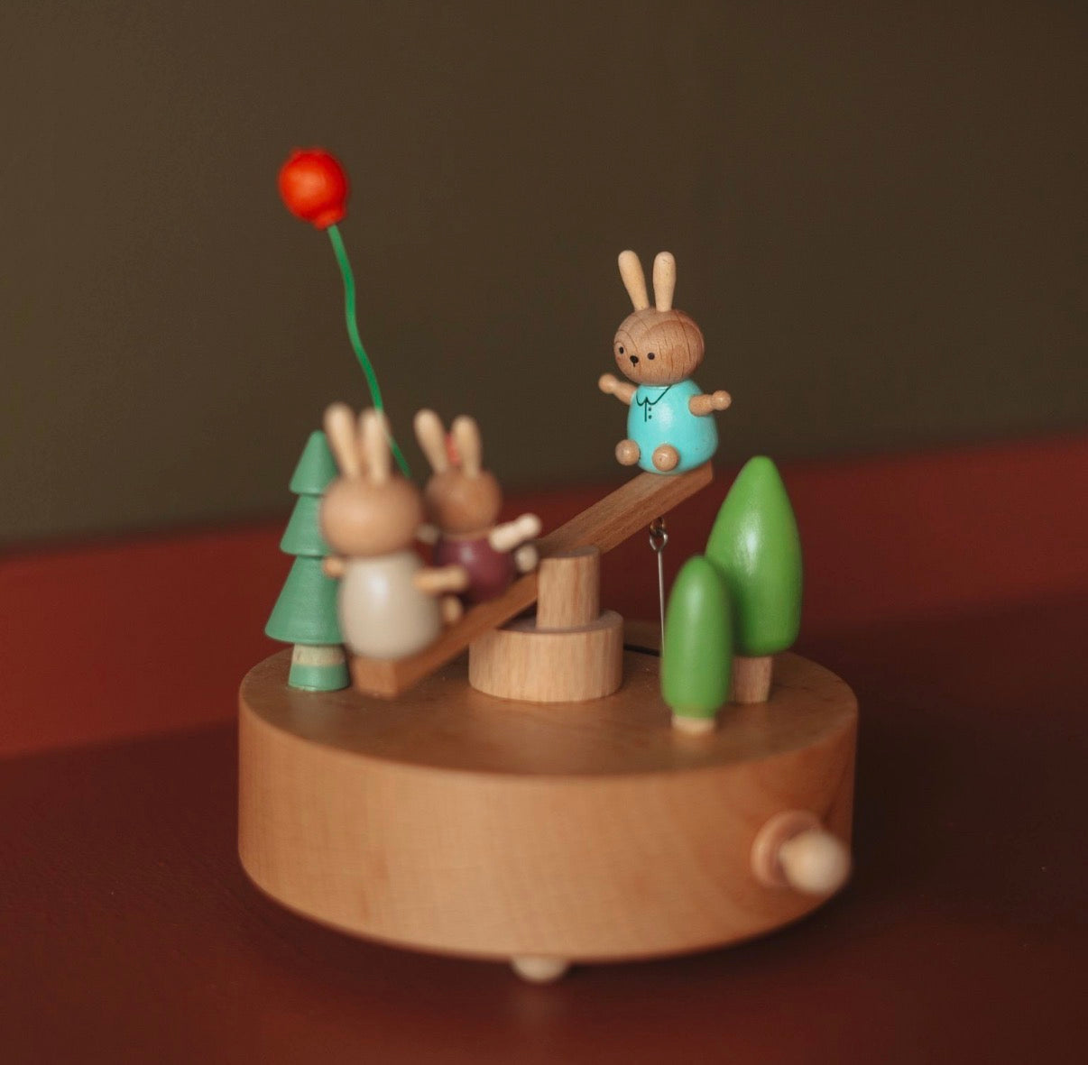 Bunny SeeSaw Wind Up Music Box