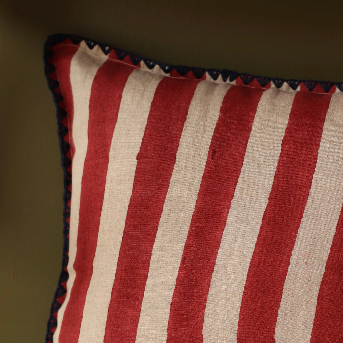 Dune Pillows | Linen Sutra Pillow, Red Stripe, 16"