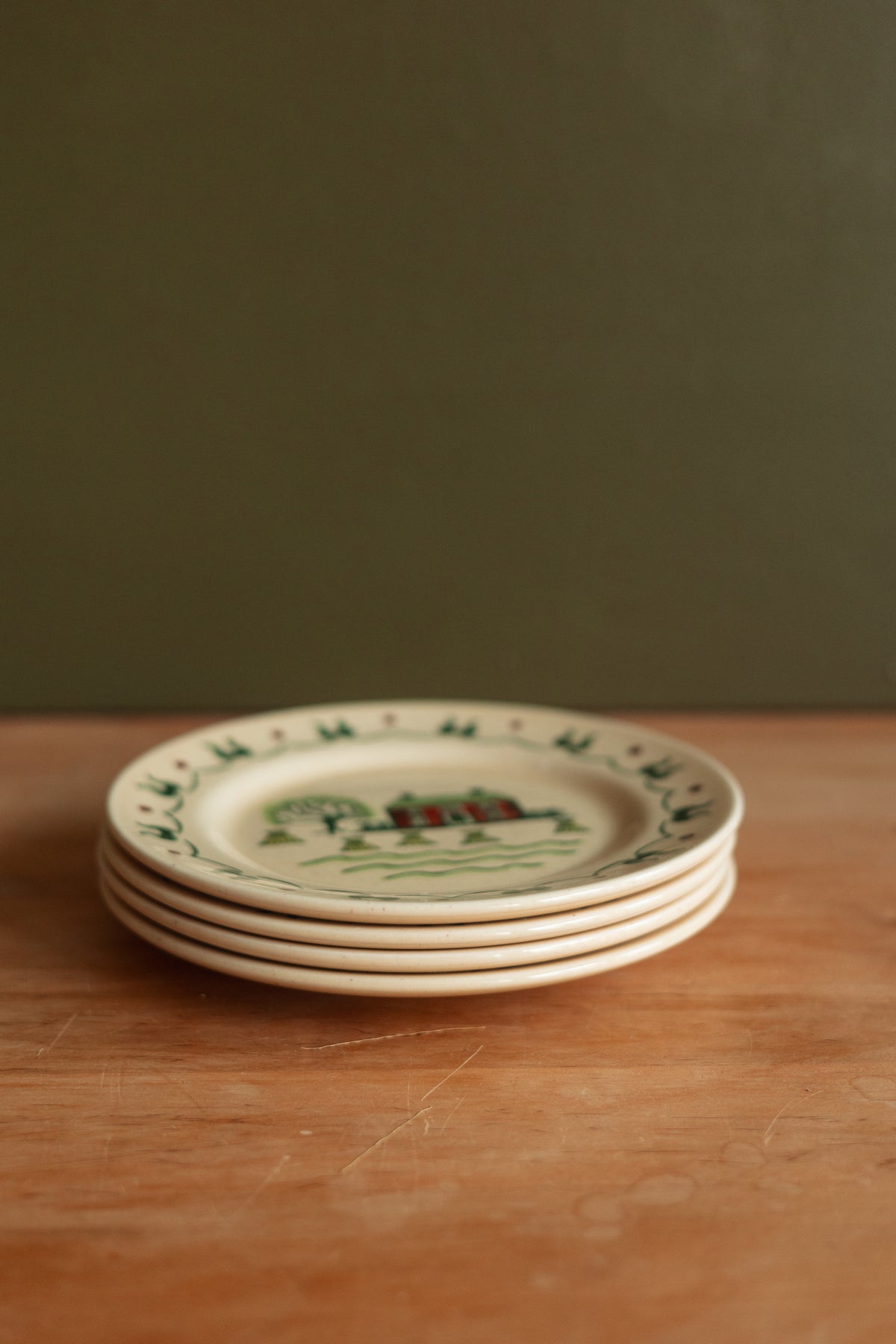 Folk Art Salad Plates, Set of 4