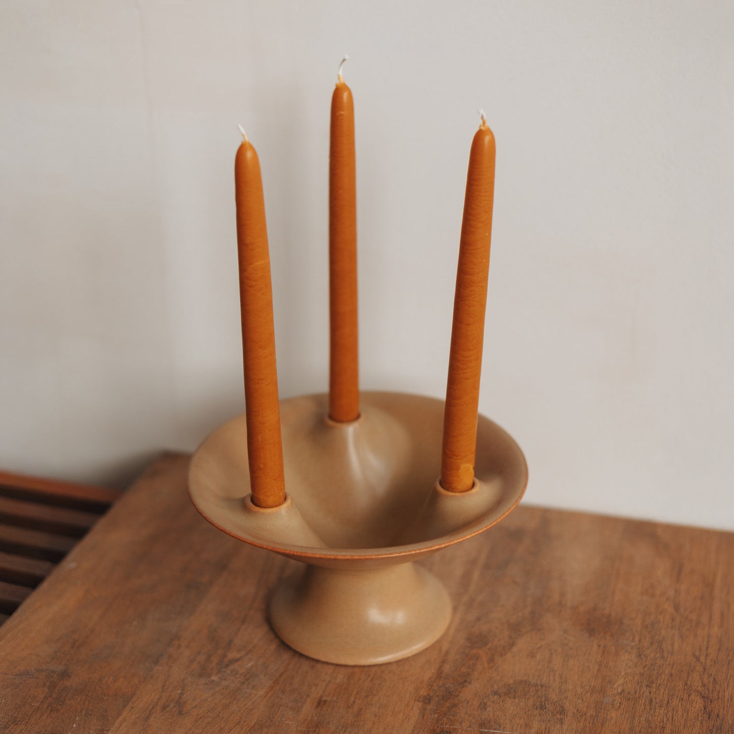 MCM Footed Ceramic Candelabra