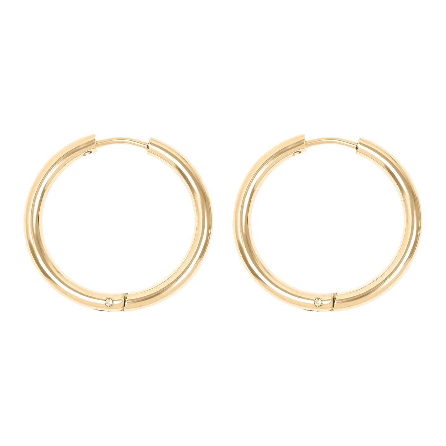 Dune Hoops | Gold Stainless Steel Classic Hoop Huggie, 24mm