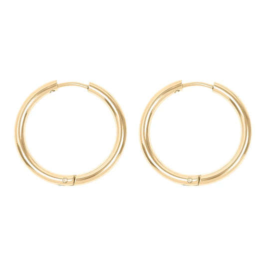 Dune Hoops | Gold Stainless Steel Classic Hoop Huggie, 24mm