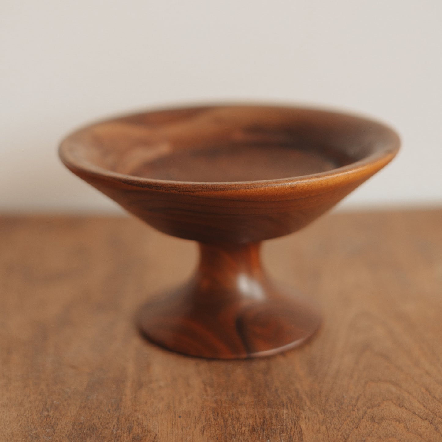 Wood Pedestal Shallow Bowl