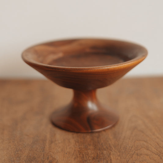 Wood Pedestal Shallow Bowl