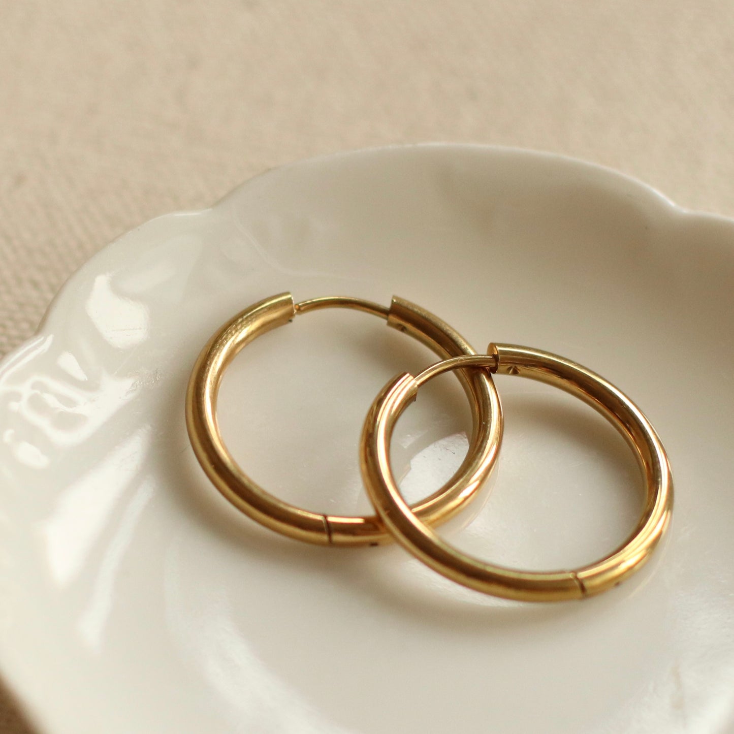 Dune Hoops | Gold Stainless Steel Hoop Huggie, 20mm