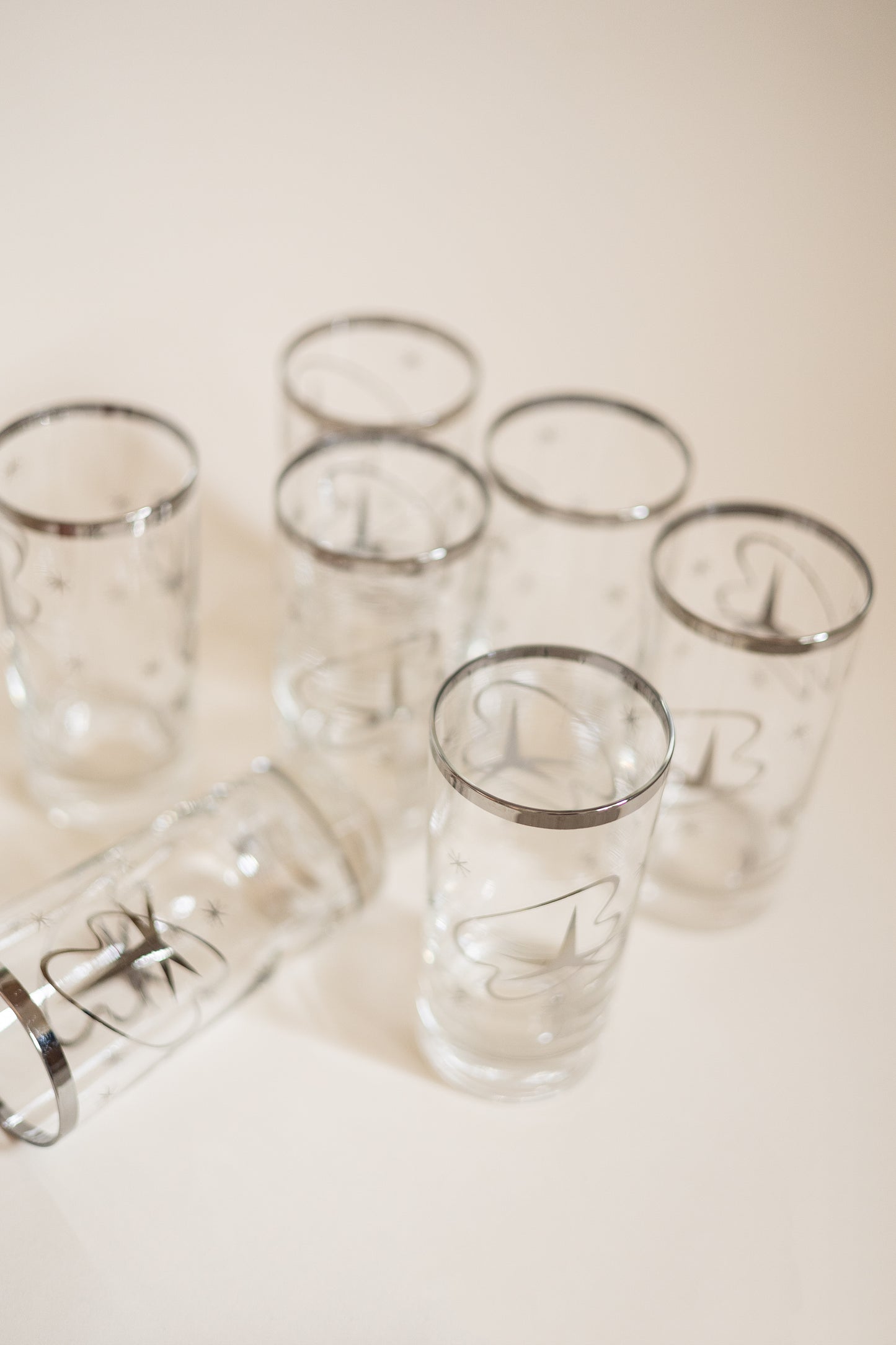 Vintage Atomic Star Glasses, Set of 7