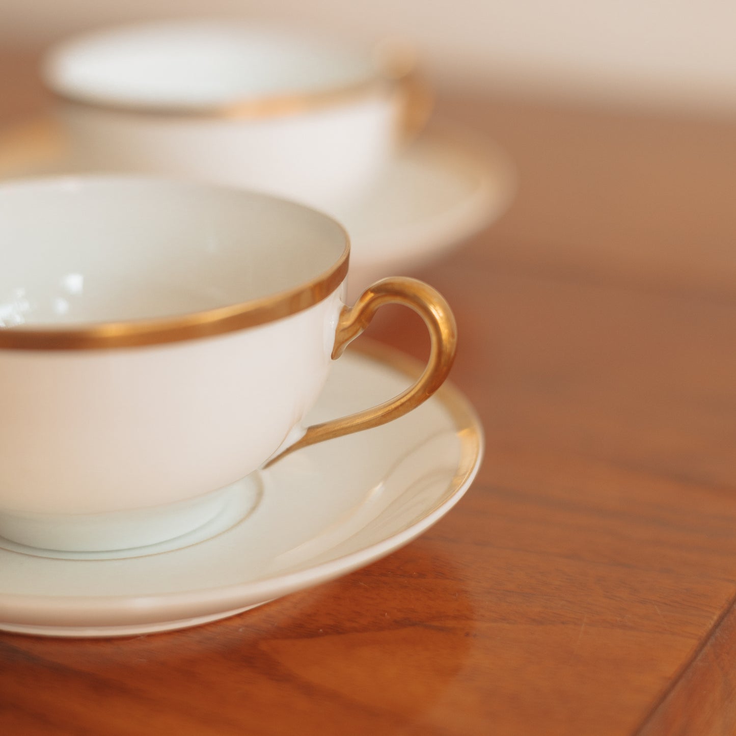 Vintage Teacup and Saucer from Bavaria, Fine China with Gold Rim