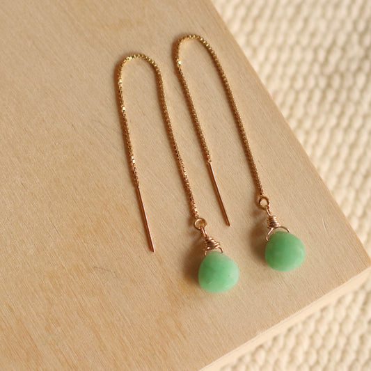 Cire’ Alexandria | Chrysoprase Gemstone Threaders, 14K Gold Filled