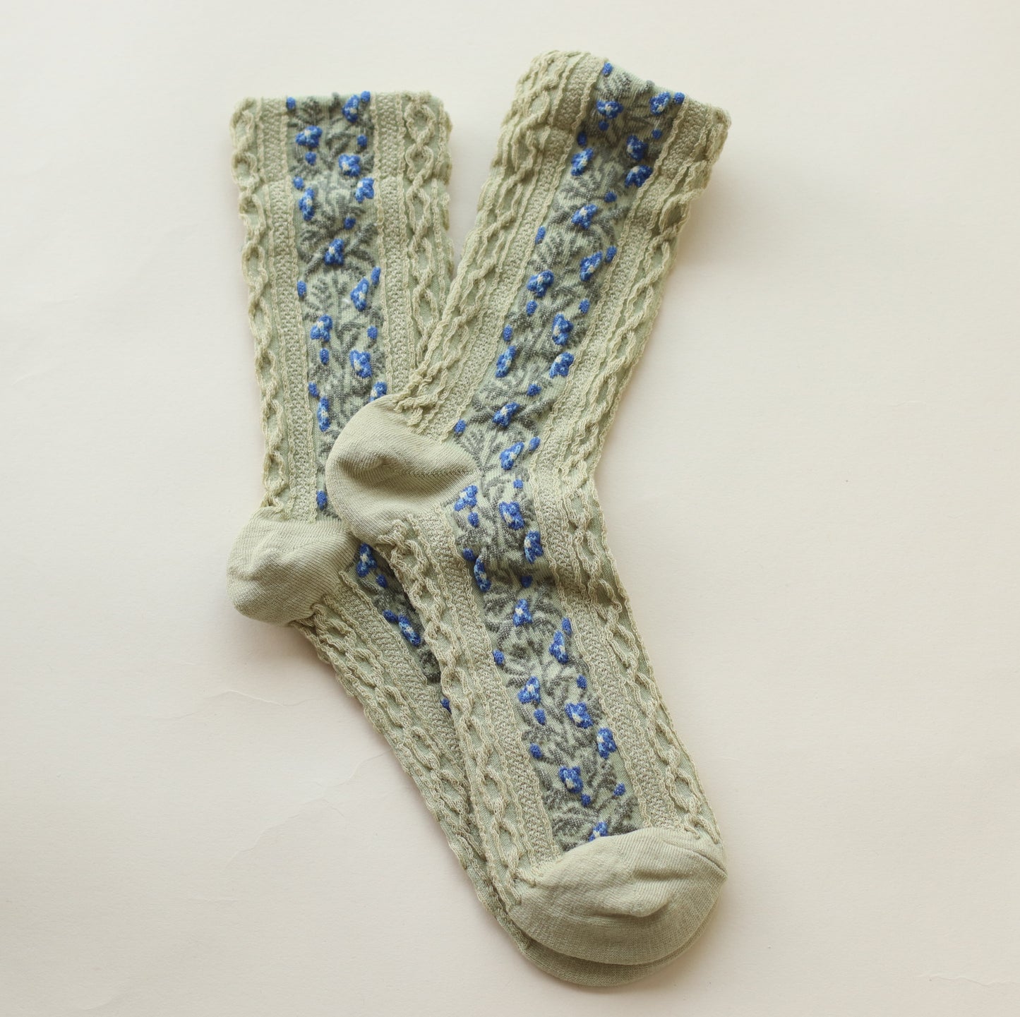 Tiepology | Emma Floral Socks in Sage