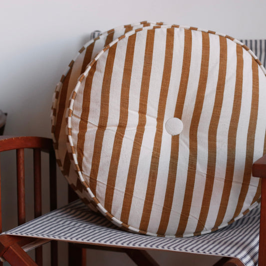 Dune Pillows | Gold Striped Pouf Pillow