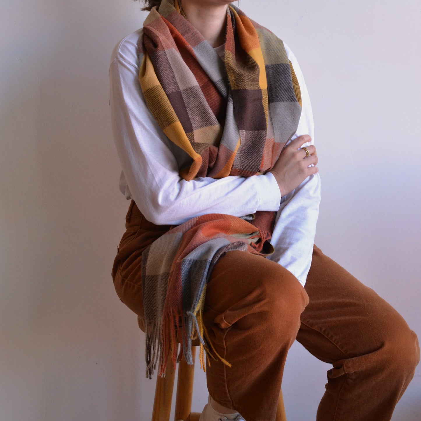 Funky | Super Soft Plaid Scarf, Brown