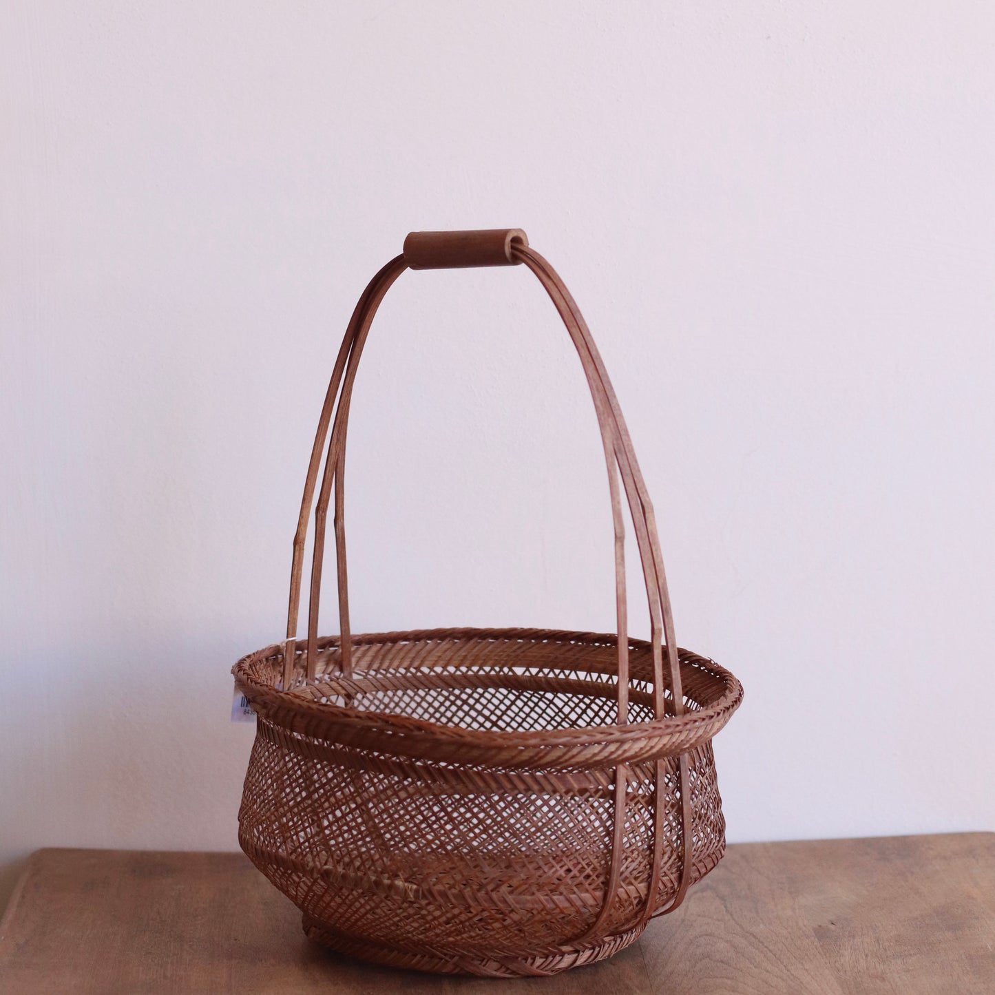 Delicate Open Weave Bamboo Handled Basket