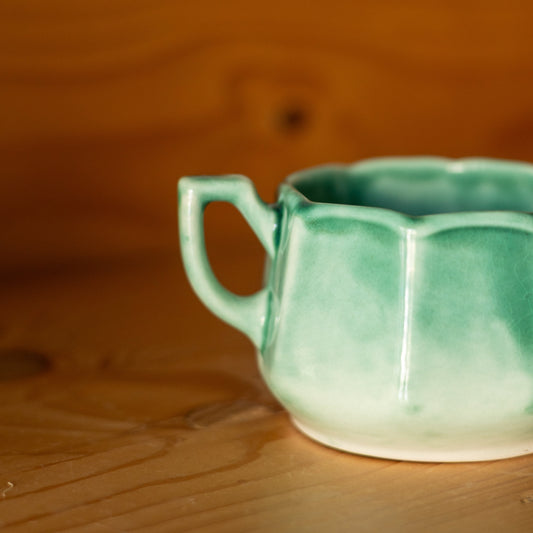 Green Glazed Ceramic Sugar Bowl