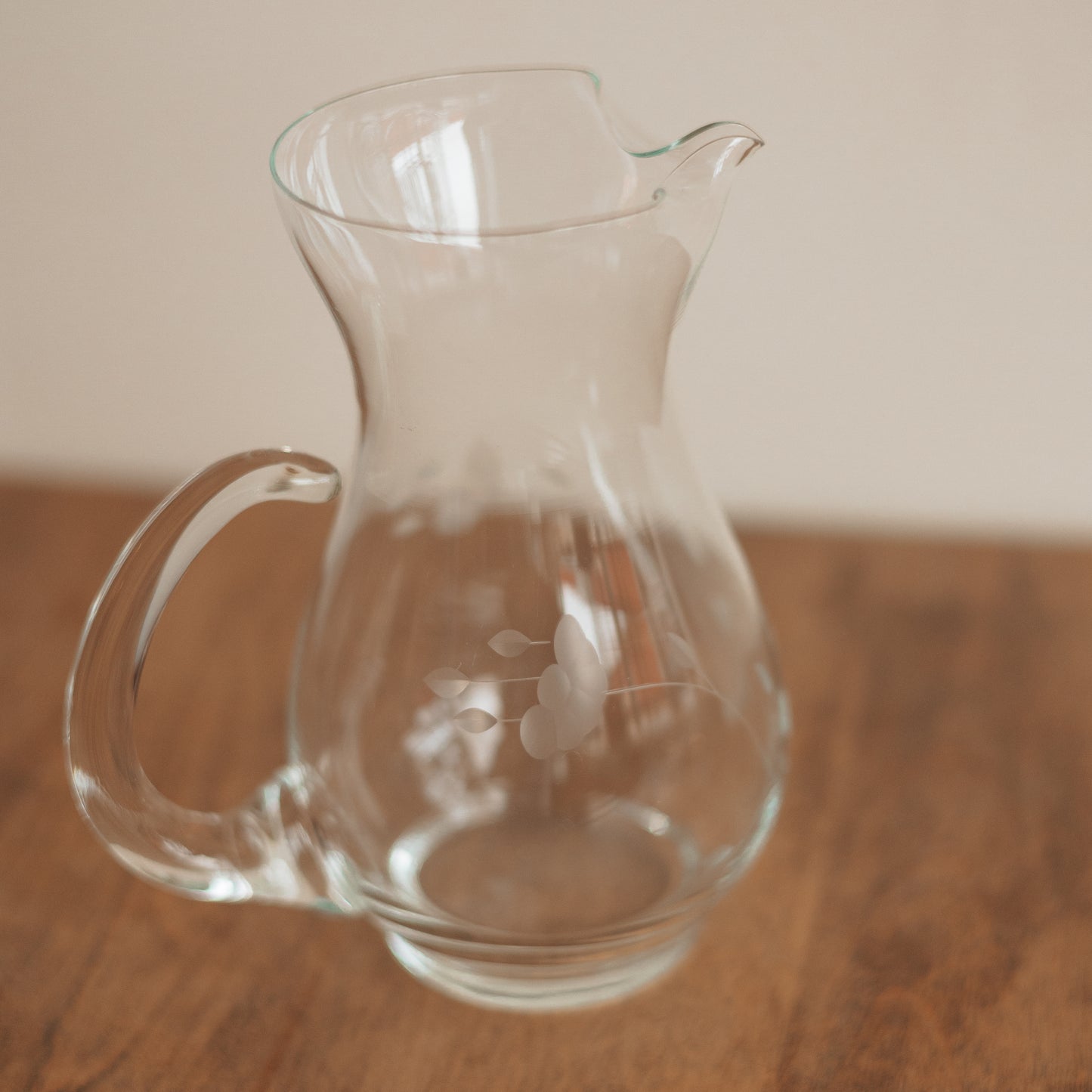 Small Etched Glass Pitcher