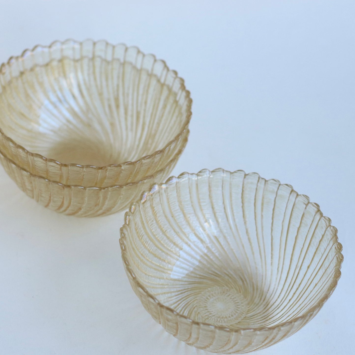 Pale Gold Swirled Glass Bowls, Set of 3