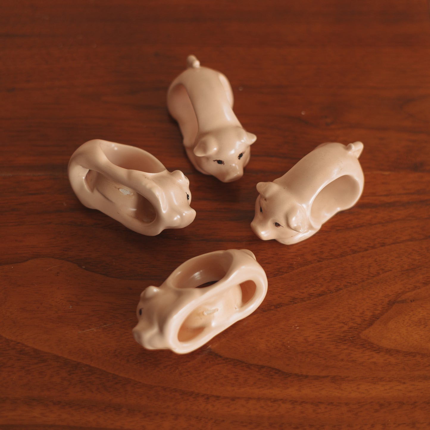 Pink Piggy Napkin Rings, Set of 4