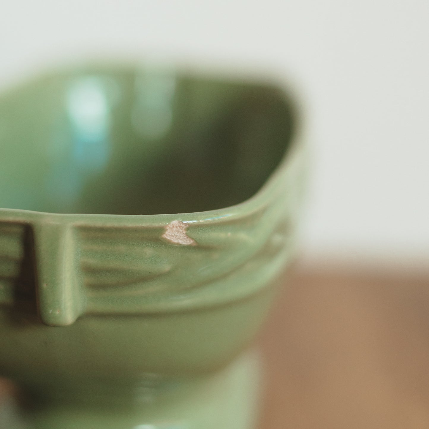 Green Ceramic Footed Rectangular Planter