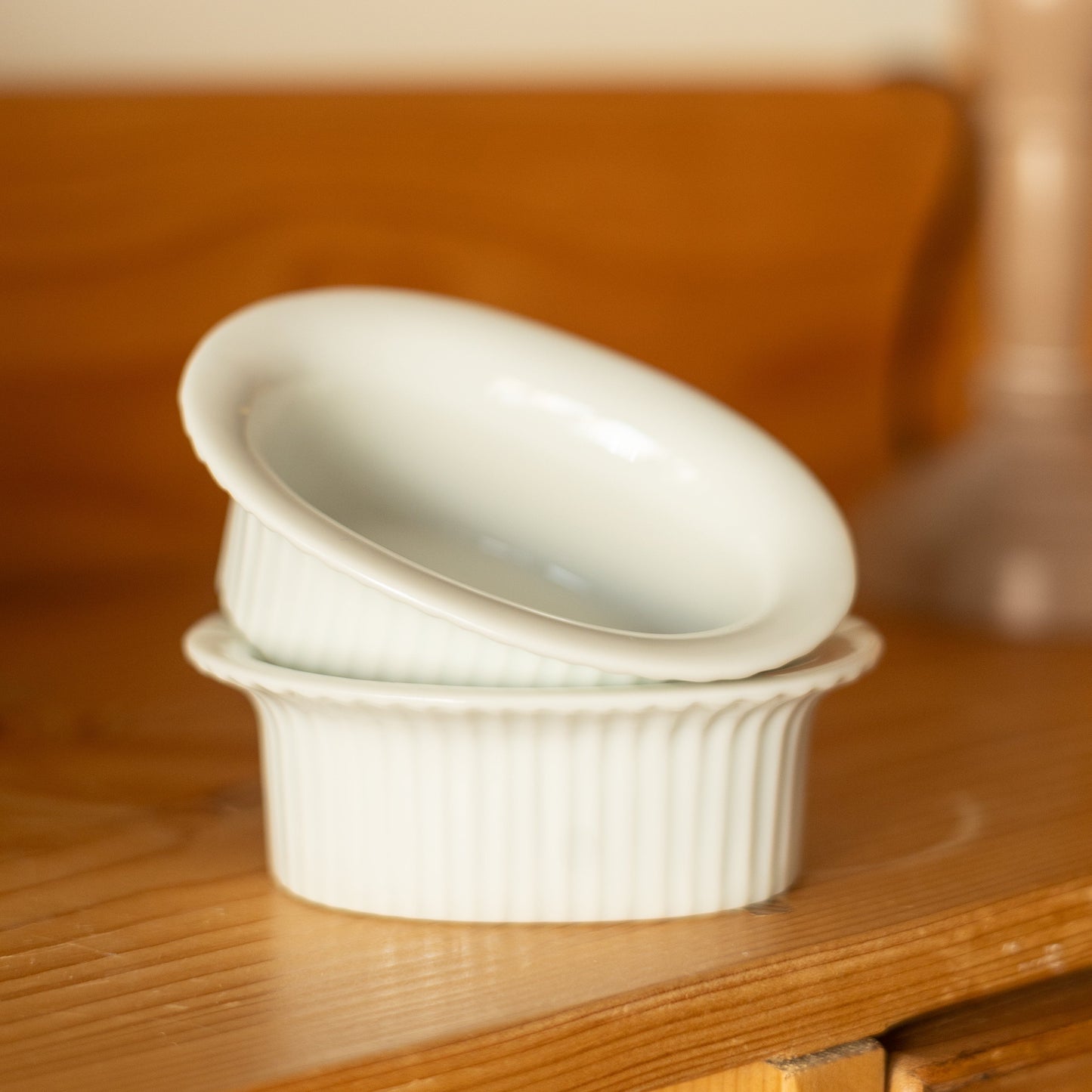 Pair of White Ceramic Butter Dishes