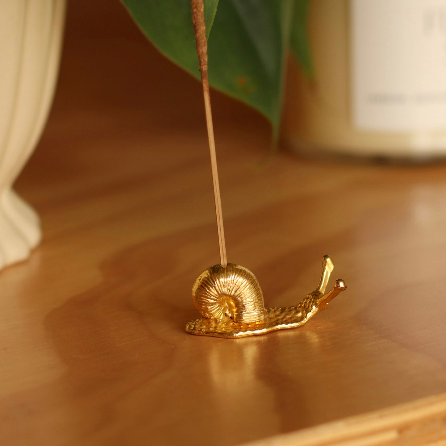 Mini Snail Incense Holder, Solid Gold