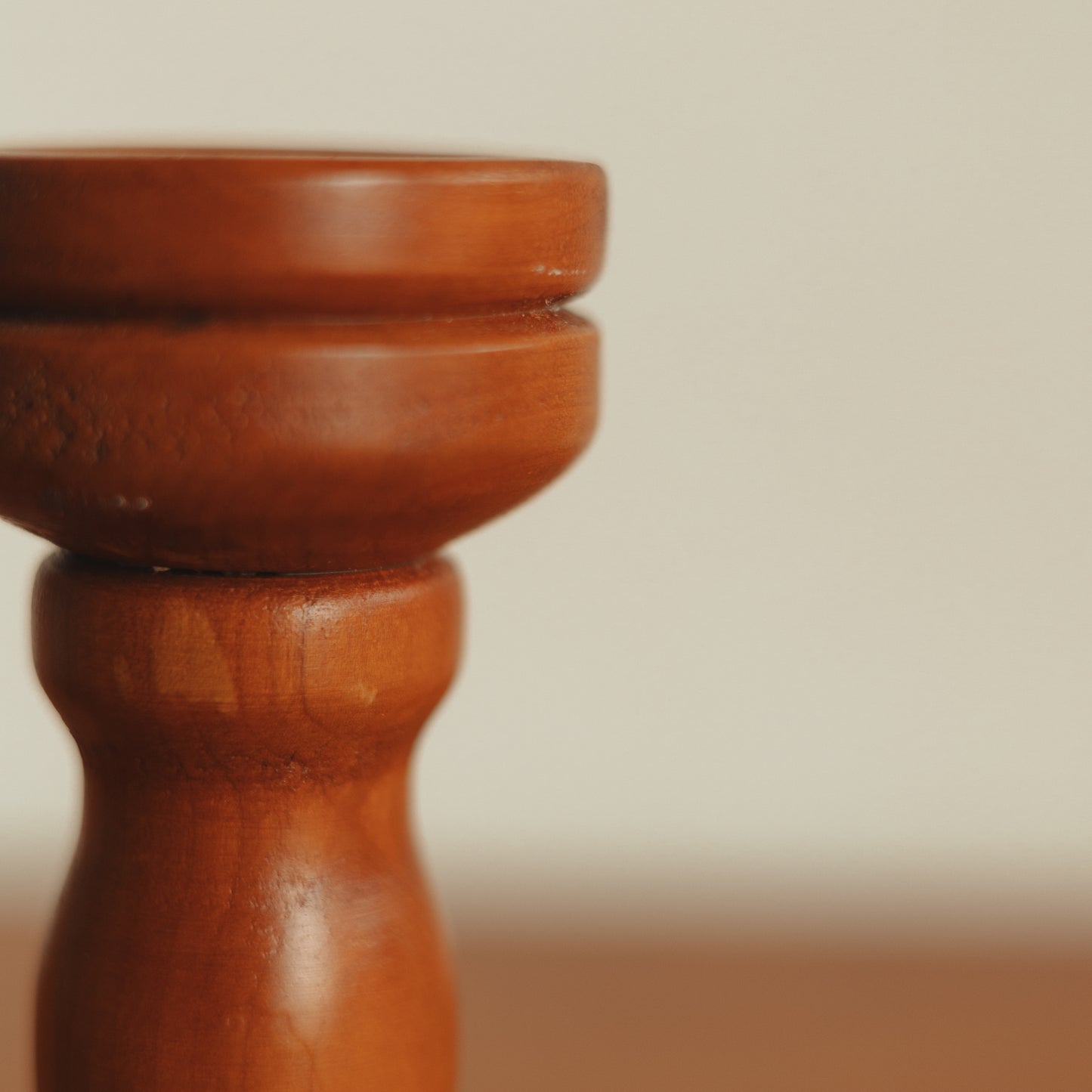 Hand Turned Wooden Candlestick Pair