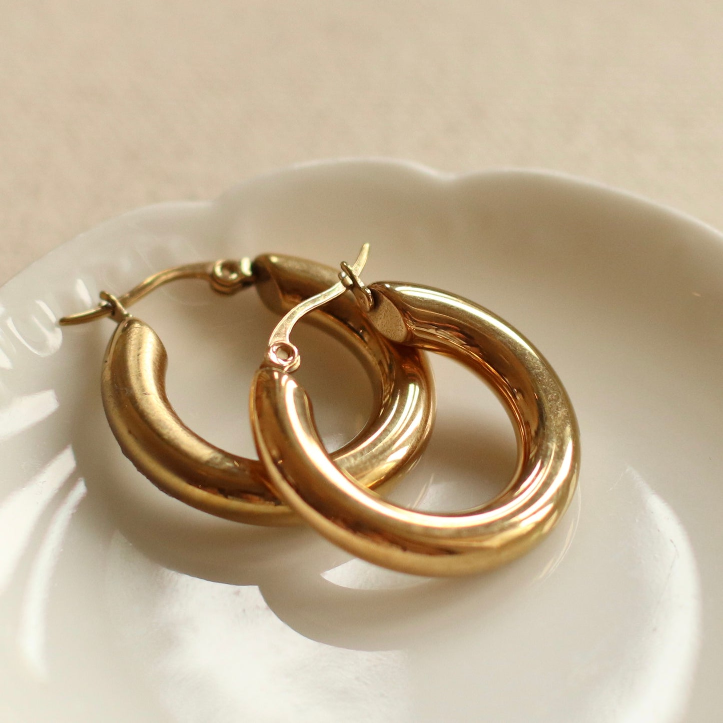 Dune Hoops | Gold Stainless Steel Chunky Hoop Earring