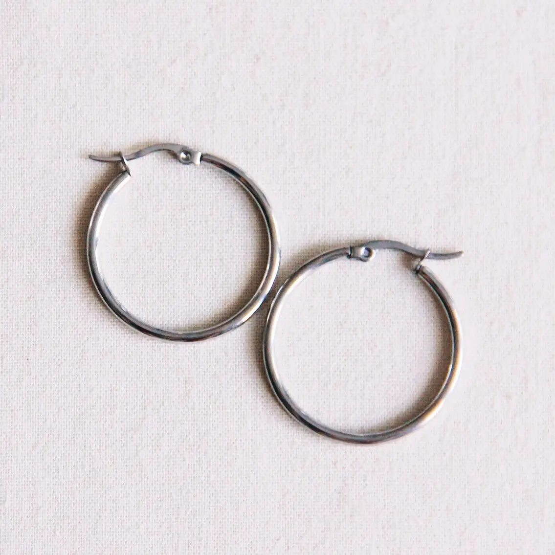 Bazou | Basic Hoops, Silver, 30mm, stainless steel