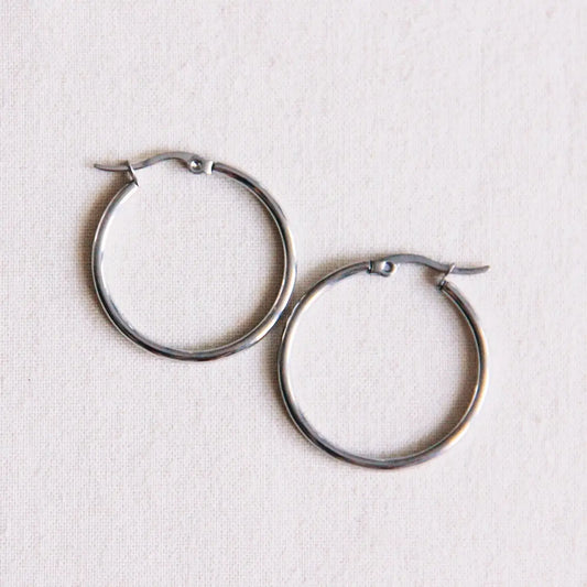Bazou | Basic Hoops, Silver, 30mm, stainless steel