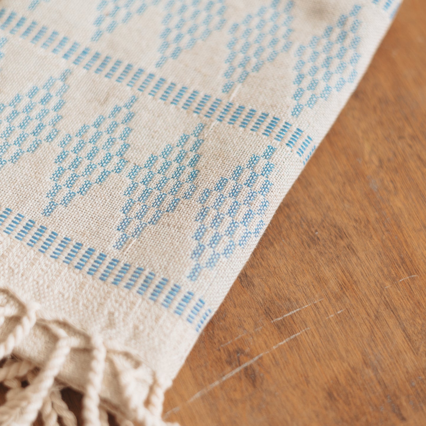 Turkish Towel | Diamond Linen Hand Towel, Blue