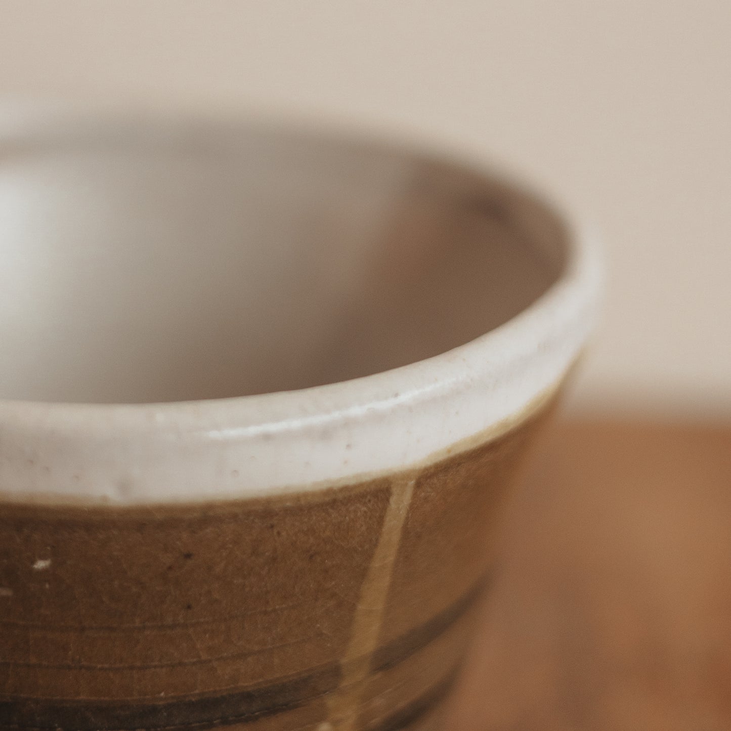 Vintage Studio Piece, Brown Glaze with Stripes & Drips