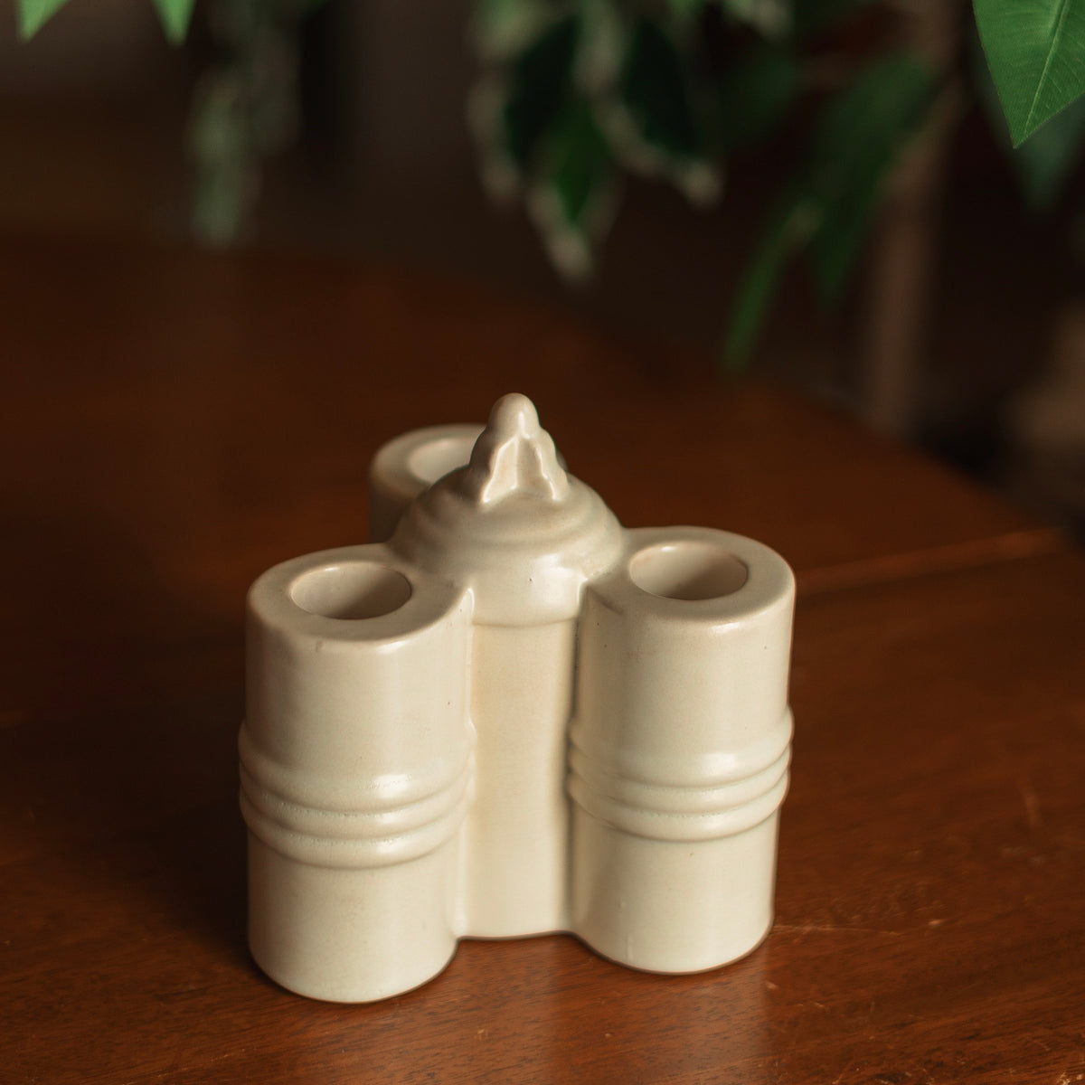 Cream Matte Glazed Ceramic Candleholder
