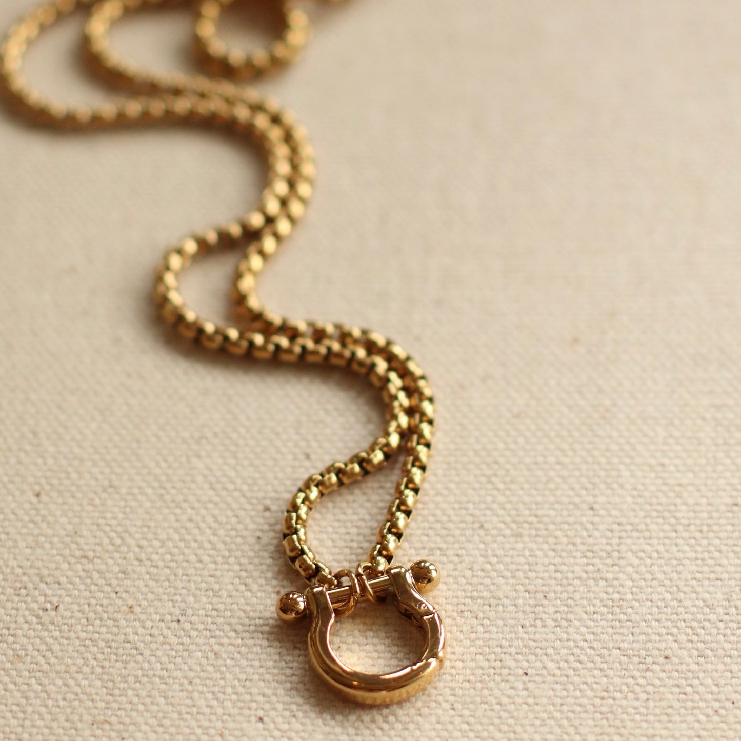 Dune Chain | Horse Shoe Carabiner Charm Holder Necklace, 16"