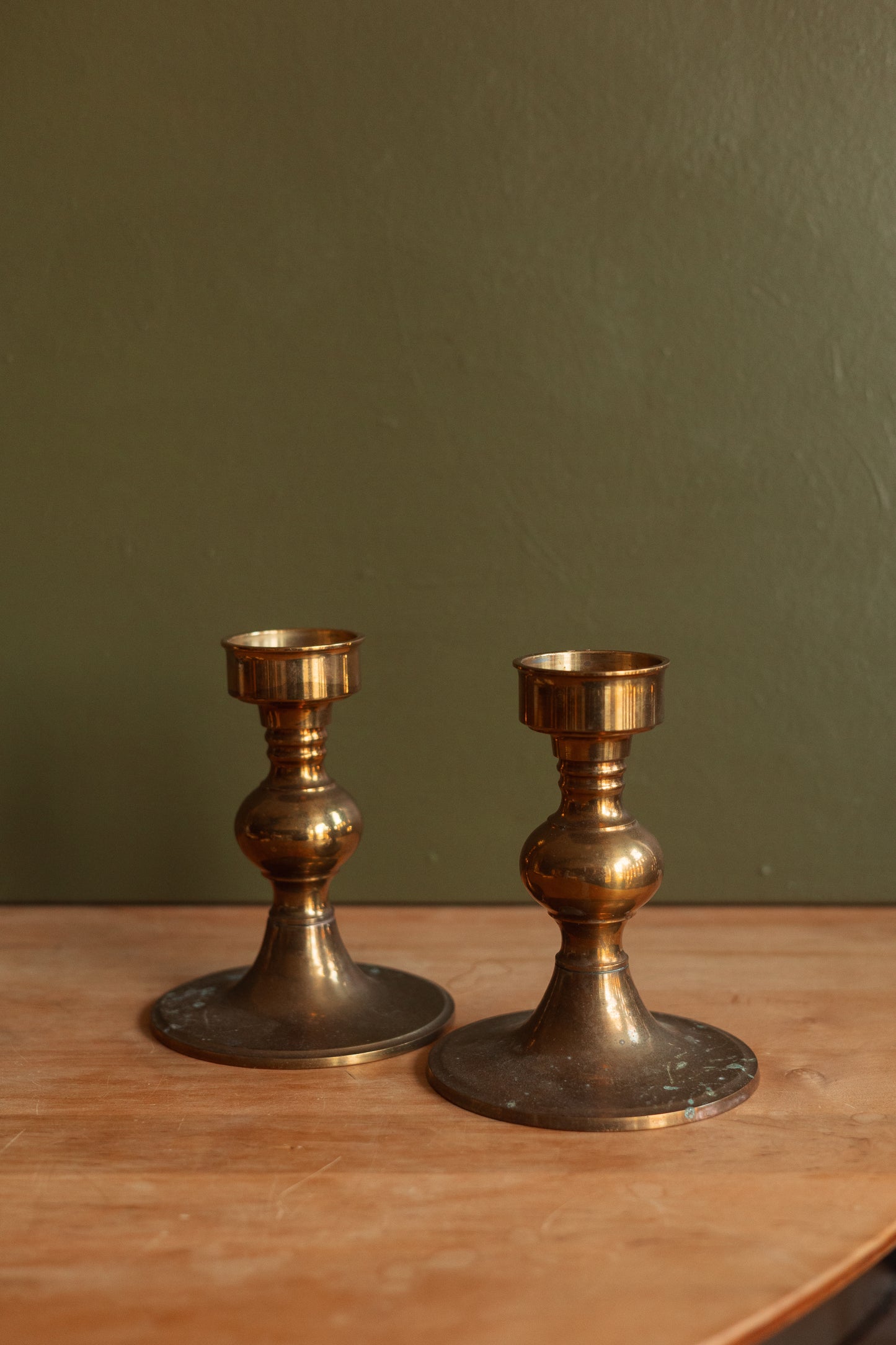 Large Brass Candlestick Holder, Pair