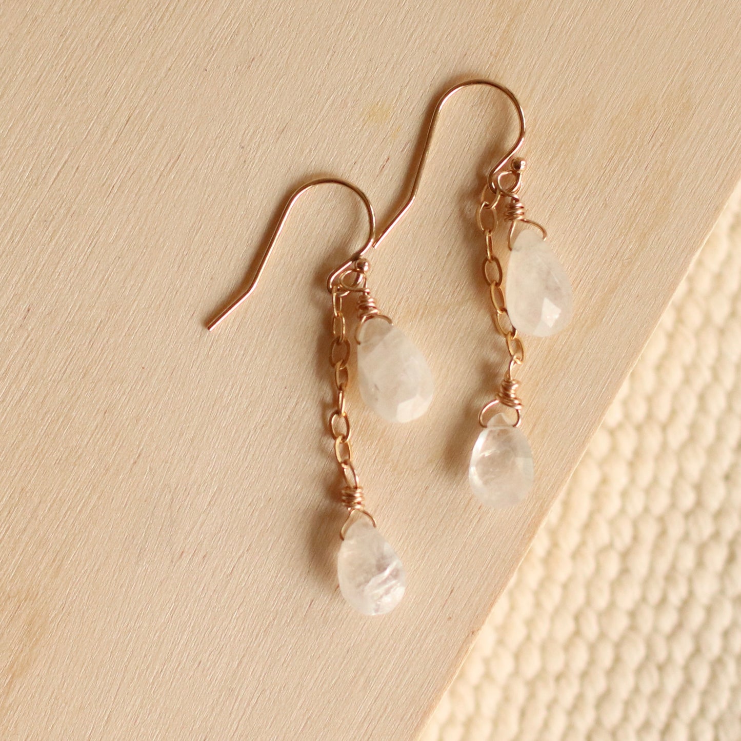 Cire’ Alexandria | Double Moonstone Drops, 14K Gold Filled