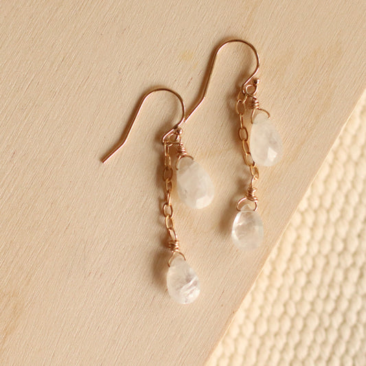 Cire’ Alexandria | Double Moonstone Drops, 14K Gold Filled