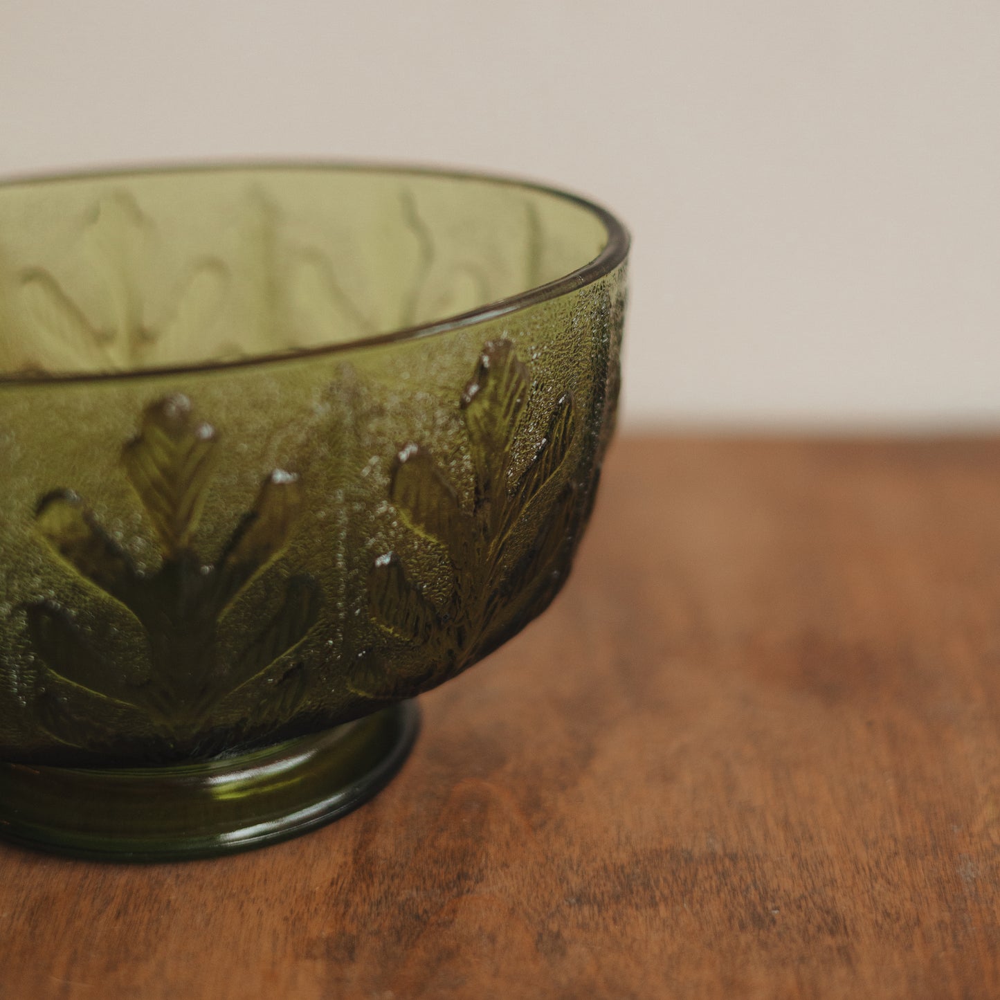 Molded Green Glass Candy Dish