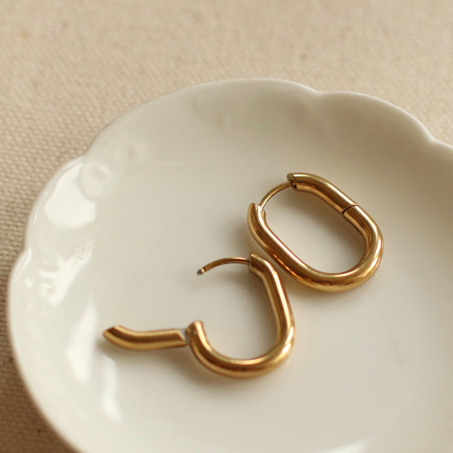 Dune Hoops | Gold Stainless Steel Oval Huggie Earrings, 23mm