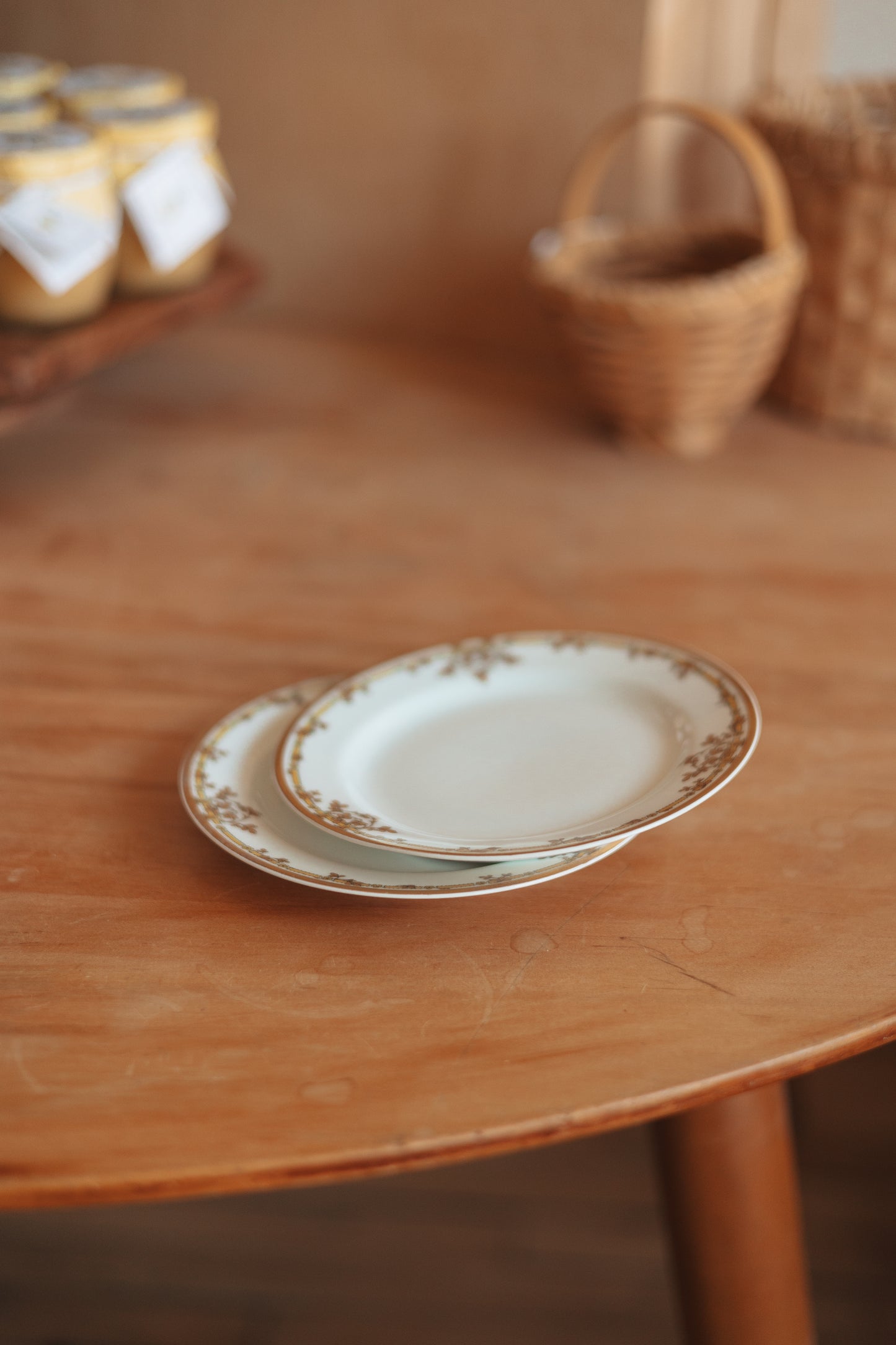 Salad Plates from Haviland France, Gold and Yellow Detailing, Pair