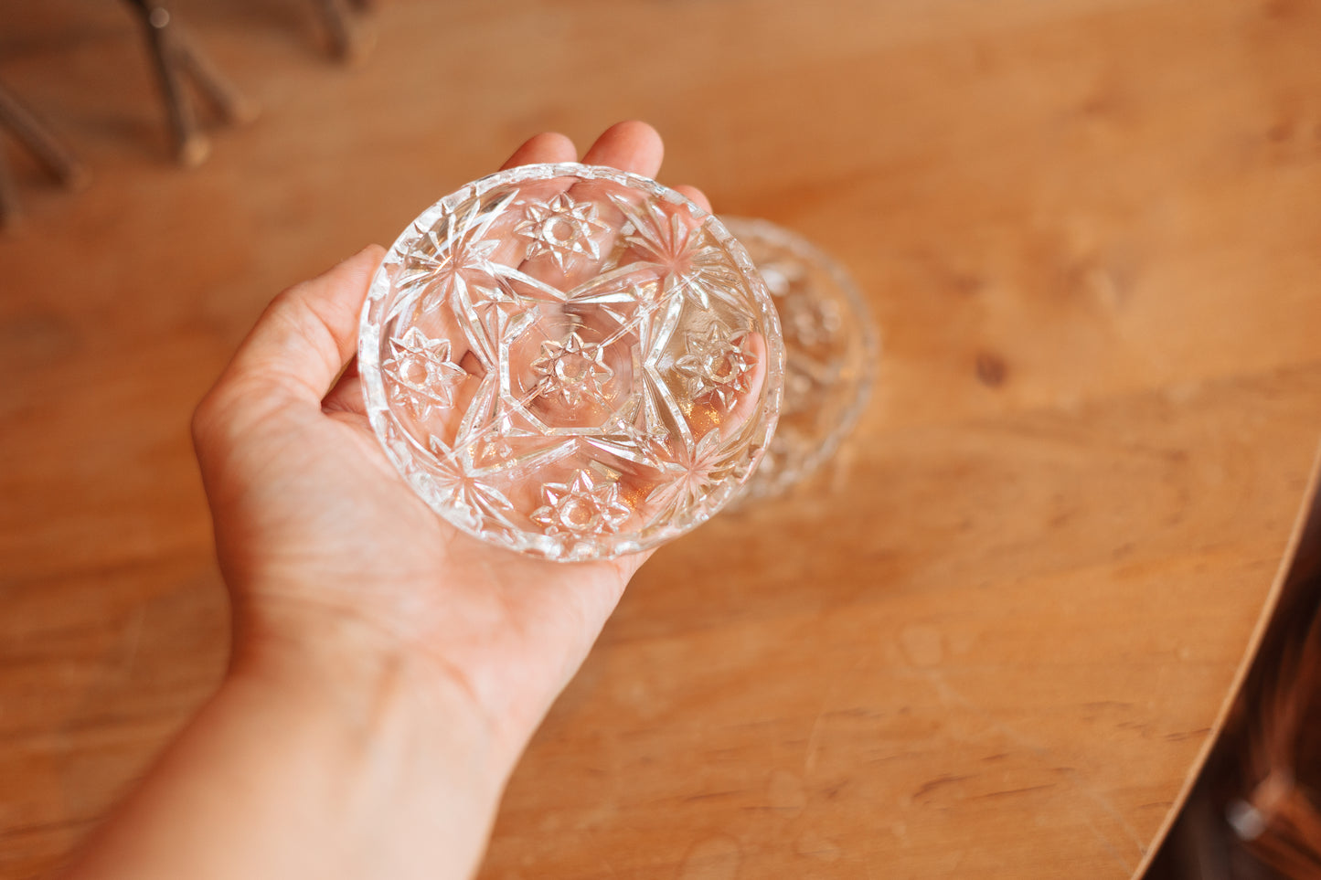 Pressed Glass Trinket Dish, Pair