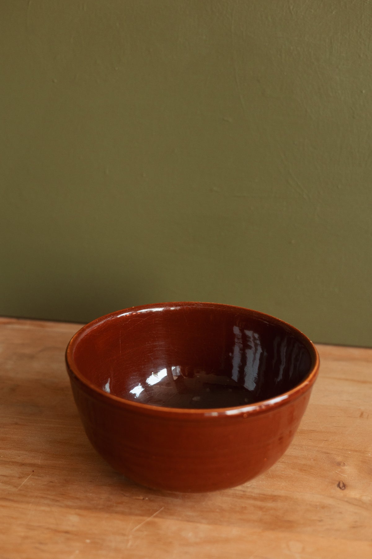 Brown Glazed Stoneware Mixing Bowl