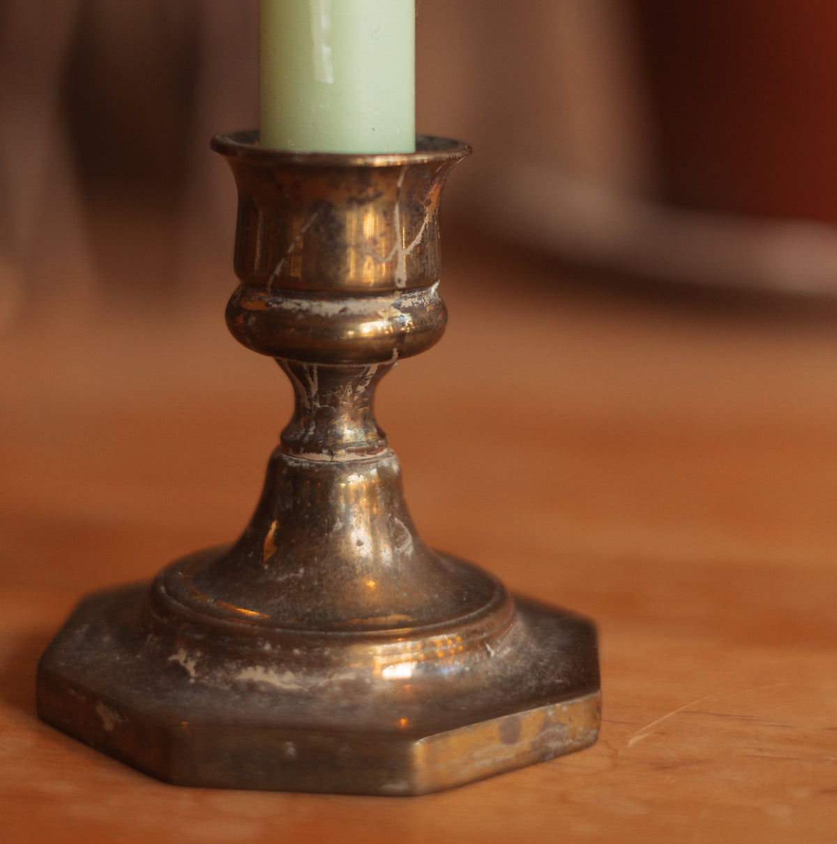 Single Brass Candlestick Holder, England